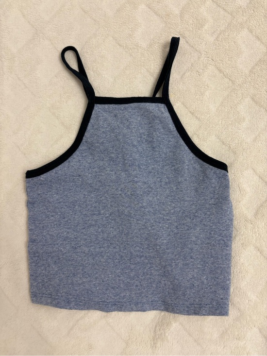 Zara Tops - Zara Blue Crop Tank with Navy Blue Trim
